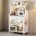 5 Tier Kitchen Bakers Rack with Drawer and Adjustable Shelf White Pantry Cabinet for Home Storage and Coffee Bar 58X27.5In Space Saving Design,White,147.5x60cm/58x23.6in