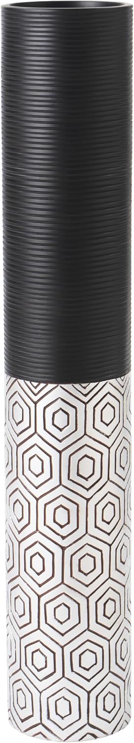 Leewadee Decorative Tall Floor Vase for Living Room Decor, 34 inches, Black Silver, Resin