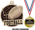 Football Medals - 1 1/2' Gold Football Medals, Great Kids Football Awards with Custom Engraving