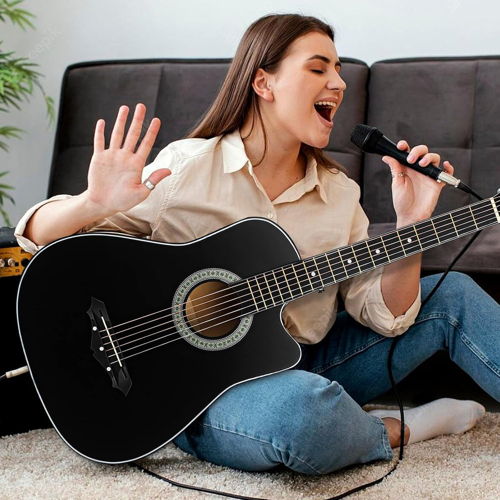 LIOOBO Beginner Acoustic Guitar: 38 Inch Basswood Guitar Basic Starter Kit with Gig Bag, Picks, and Protective Plate - Musical Instrument Present