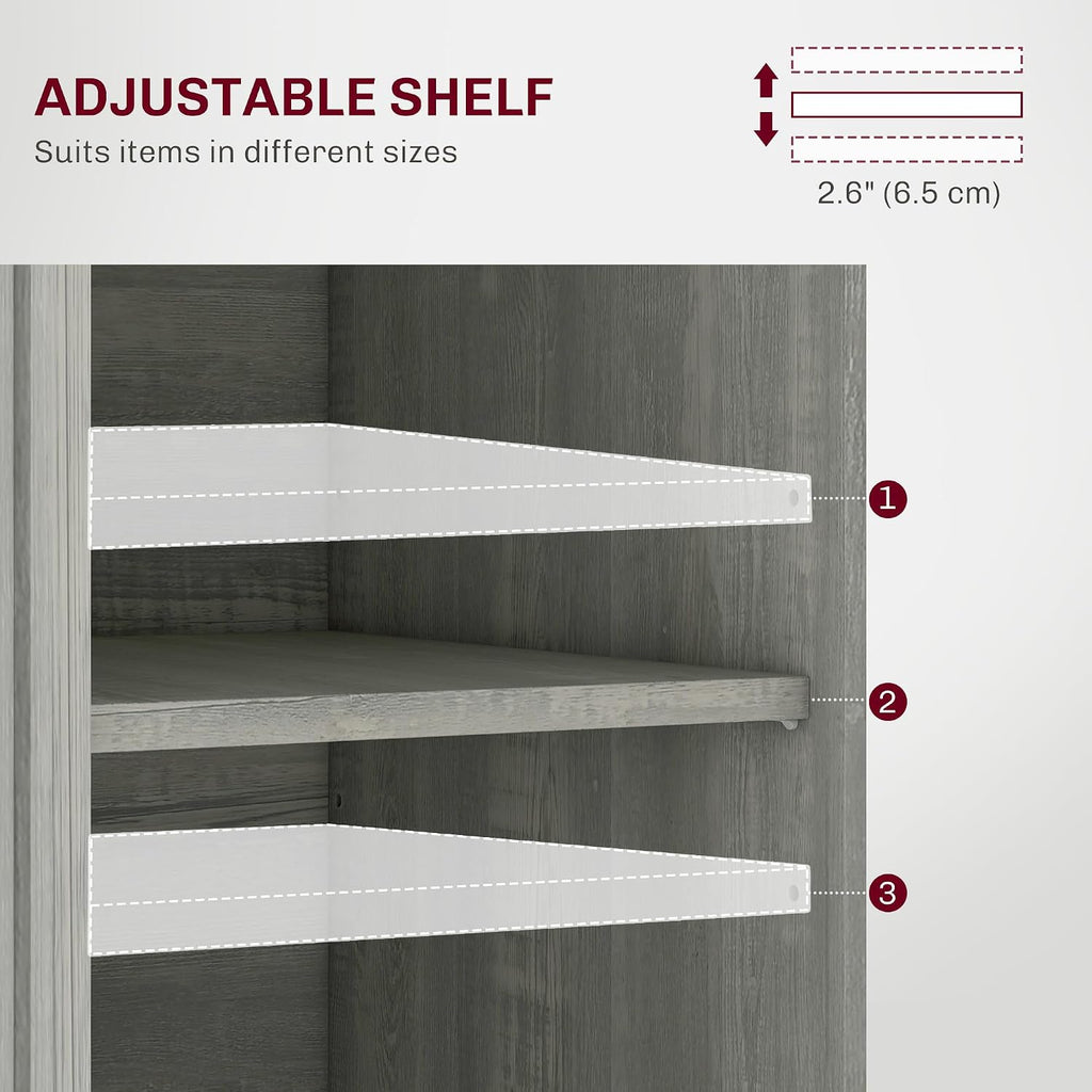 40' Solid Wood Top Freestanding Storage Cabinet, Kitchen Storage Bakers Rack with Drawers, Utility Food Cupboard with Adjustable Shelf for Dining Room and Entryway, Light Gray