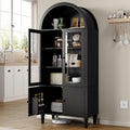 Furnify 71' Tall Arched Pantry Cabinet, Modern Kitchen Storage Cabinet with Doors, 3 Adjustable Shelves, Door Shelves, Organizer, Versatile Cupboard for Kitchen, Bathroom, Black