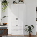 White Tall Kitchen Pantry Cabinet Organizers and Storage with Doors and Drawer and Adjustable Shelves，Wood Large Gabinetes Para Cocina Office Bookshelf for Laundry Room Cabinets (31.5'W*15.7'D*71'H)