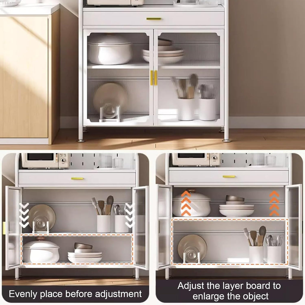Large Bakers Rack with Drawer, Kitchen Microwave Oven Stand with Shelves, Expand Space, Easy Installation(80cm)