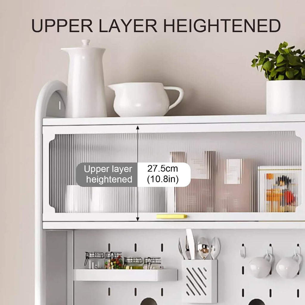 Large Bakers Rack with Drawer, Kitchen Microwave Oven Stand with Shelves, Expand Space, Easy Installation(80cm)