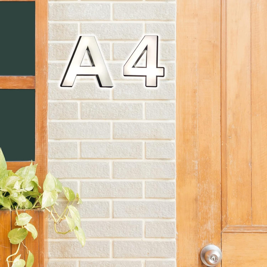 Illuminated LED House Numbers, Modern Backlit LED Home Address Numbers 16', Black White Acrylic Light Up House Number Signs,Q