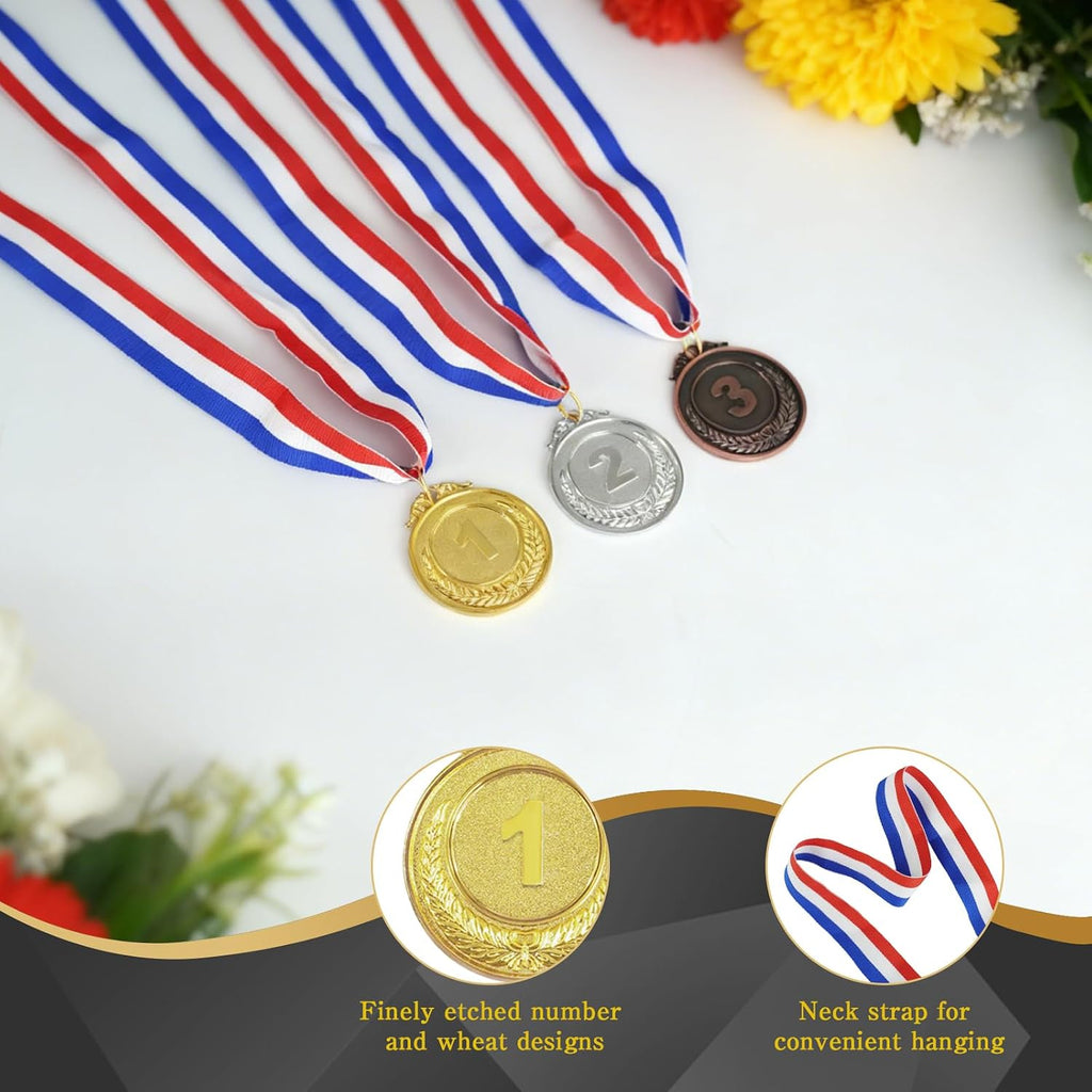270 Pcs Metal Medals Awards Bulk 1 2 3 Gold Silver Medals Winner Award Prizes for Kids Adult Sports Competitions Team Rewards Party