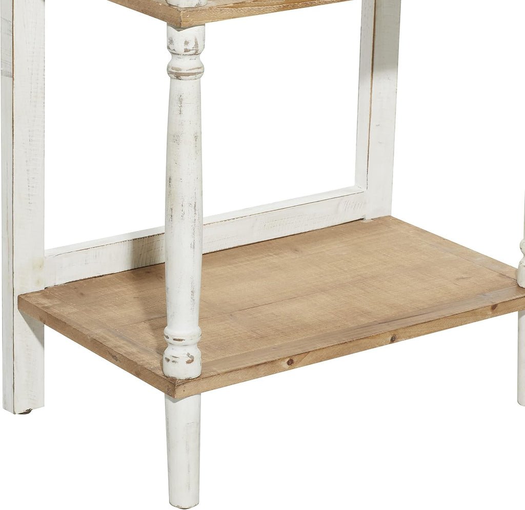 Deco 79 Wood Floral Intricately Carved 4 Shelf Shelving Unit, 22' x 13' x 57', White