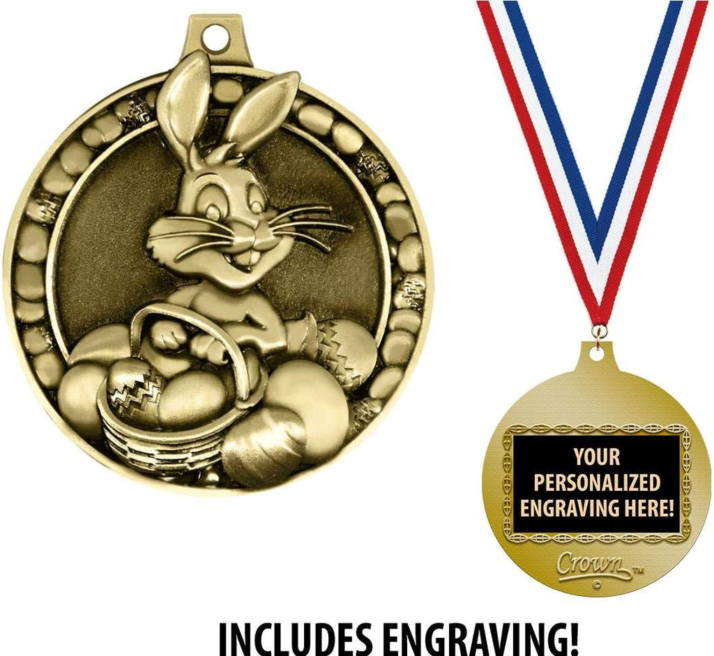 Crown Awards Easter Medals, 2' Gold Easter Bunny Egg Hunt Medal Award with Free Custom Engraving