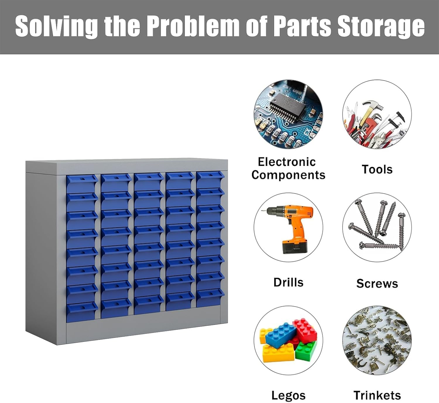 40 Drawers Parts Cabinet Bolt and Nut Tool Storage Cabinet Part, Drawer Plastic Tool Organizer with ABS Material for Hardware Storage, Hardware Organizer