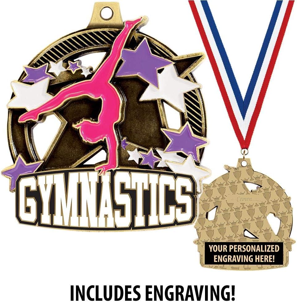 Crown Awards Custom Gymnastics Medals, 2 1/4' Shieldz Girls Gymnastics Award Medals with Free Engraving