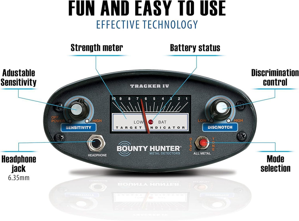 Tracker IV Metal Detector Bundle for Adults & Kids – Includes Waterproof 8' Coil, Pinpointer, Trowel, Carry Bag, Headphones, and Rechargeable Batteries – High Accuracy & 3 Modes (Bundle)