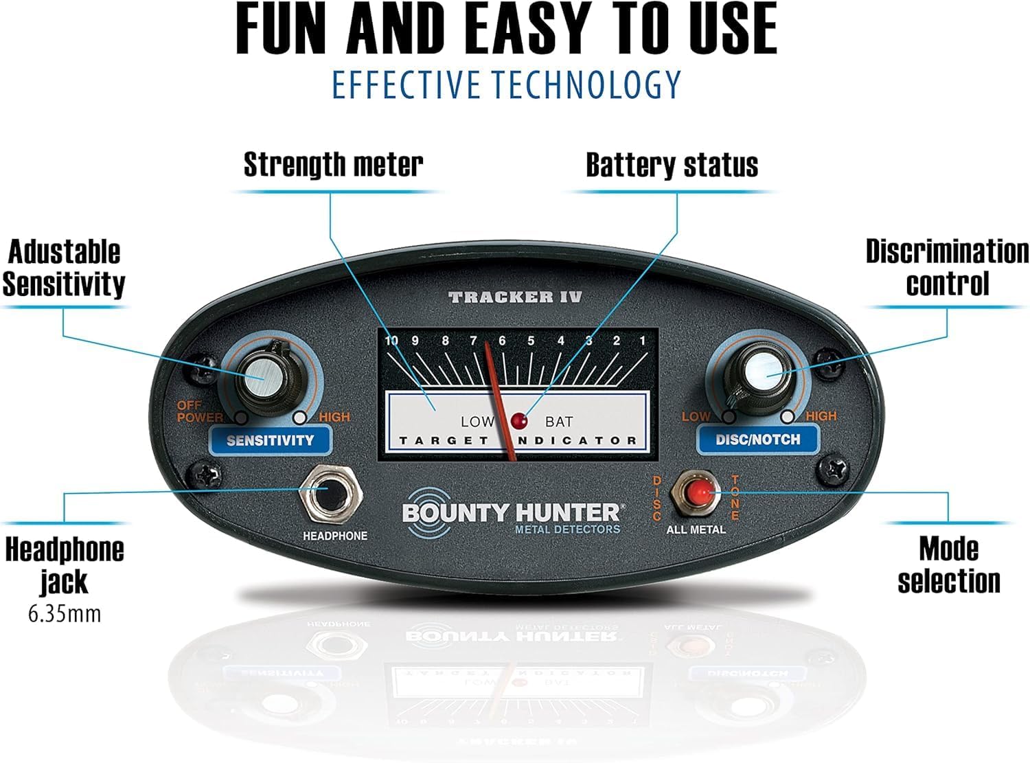 Tracker IV Metal Detector Bundle for Adults & Kids – Includes Waterproof 8' Coil, Pinpointer, Trowel, Carry Bag, Headphones, and Rechargeable Batteries – High Accuracy & 3 Modes (Bundle)