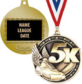 5K Medals, 2' Gold 5K Running Medal Award with Free Custom Engraving Prime
