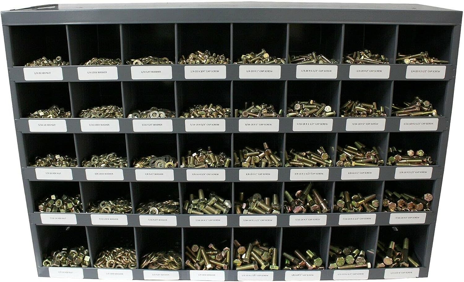 M&M Fasteners Cold Rolled Steel Powder Coated 40 Compartment Pigeon Hole Bin, Bolt Bin 33-3/4' L x 6-1/2' W x 22-1/4' H