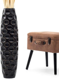 Leewadee Large Black Home Decor Floor Vase - Wooden 26 inch Tall Farmhouse Decor Flower Holder for Fake Plant and Pampas Grass