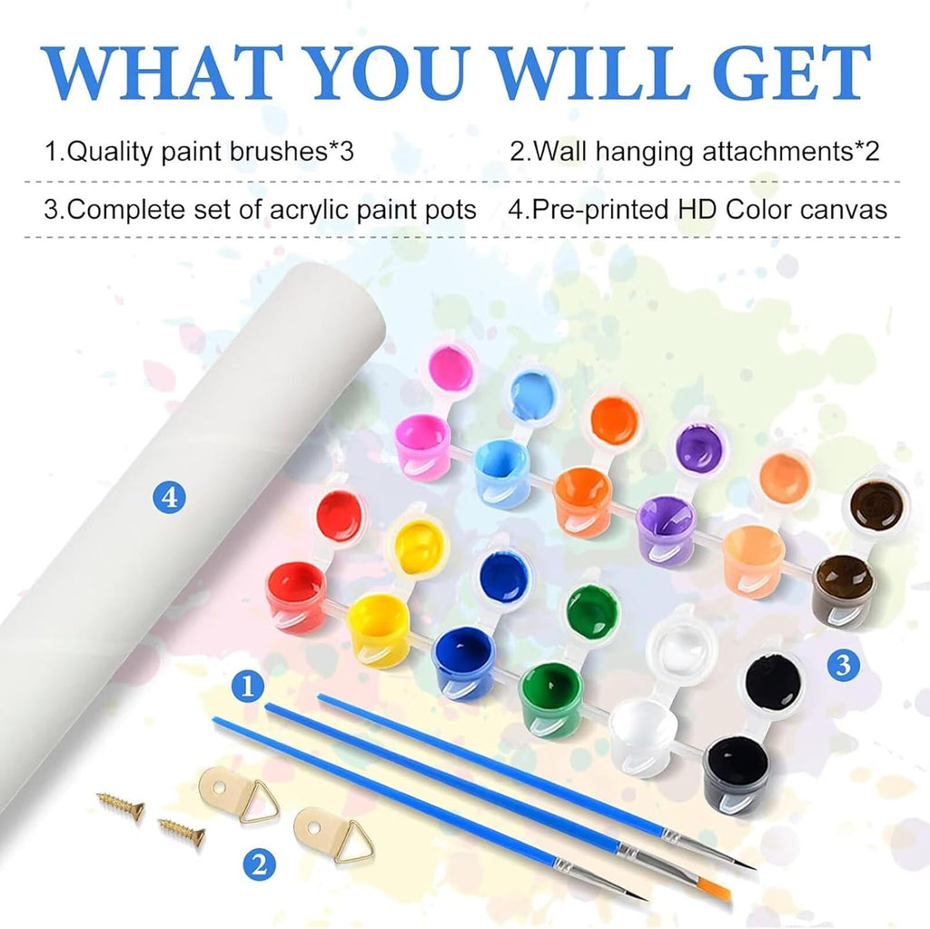 Animal Paint by Numbers Kit for Adults, DIY Painting by Numbers Flower, DIY Canvas Wall Art Crafts for Adults with Paint Brushes and Acrylic, Spring Decorations Art Supplies, Girl Gifts 54x40in 1-5252