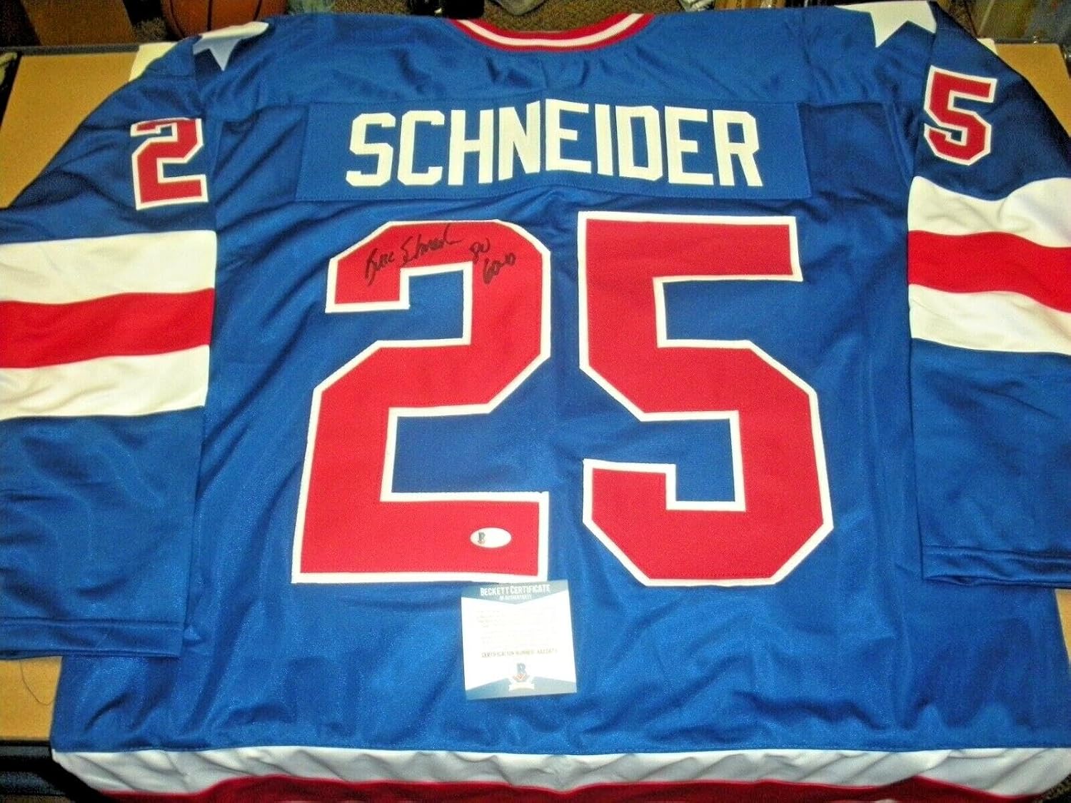 Buzz Schneider 1980 Olympic Medal Rare Beckett/coa Signed Jersey - Autographed Olympic Jerseys