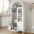 Furnify 71' Tall Arched Pantry Cabinet, Modern Kitchen Storage Cabinet with Doors, 3 Adjustable Shelves, Door Shelves, Organizer, Versatile Cupboard for Kitchen, Bathroom, White
