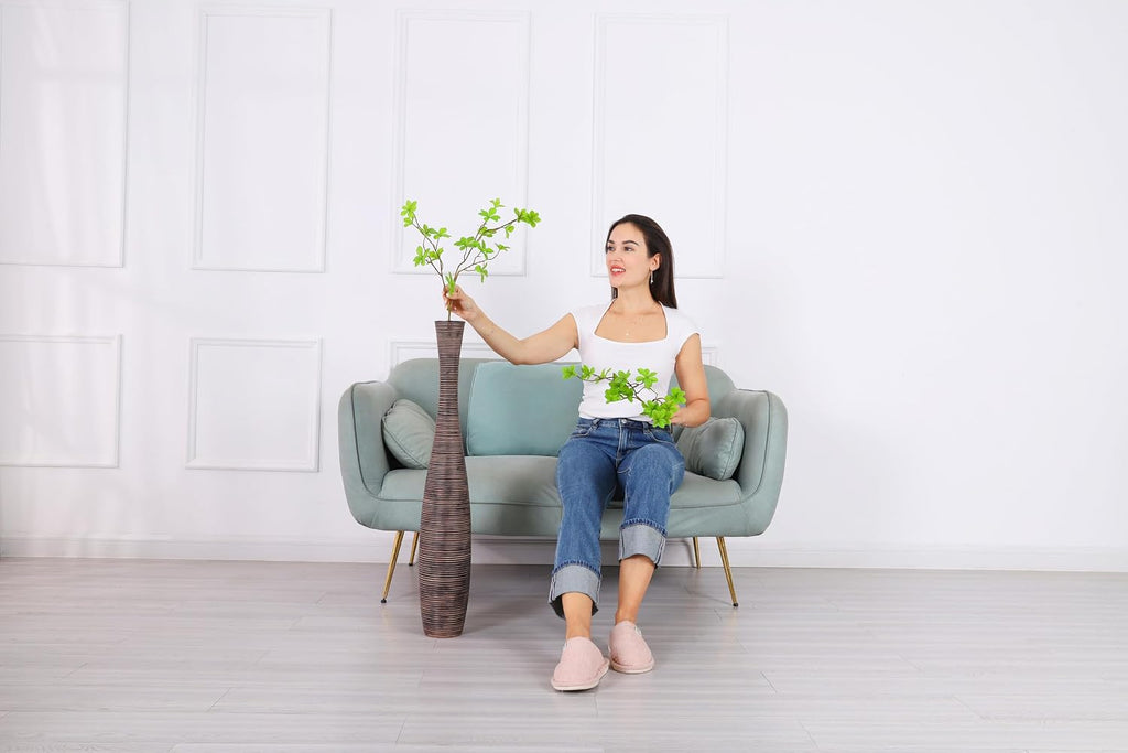 Leewadee Decorative Tall Floor Vase for Living Room Decor, 34 inches, Brown, Resin