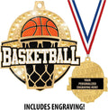Crown Awards 2 1/4' Royal Basketball Medals, Shiny Gold Basketball Medals with Free Engraving Prime