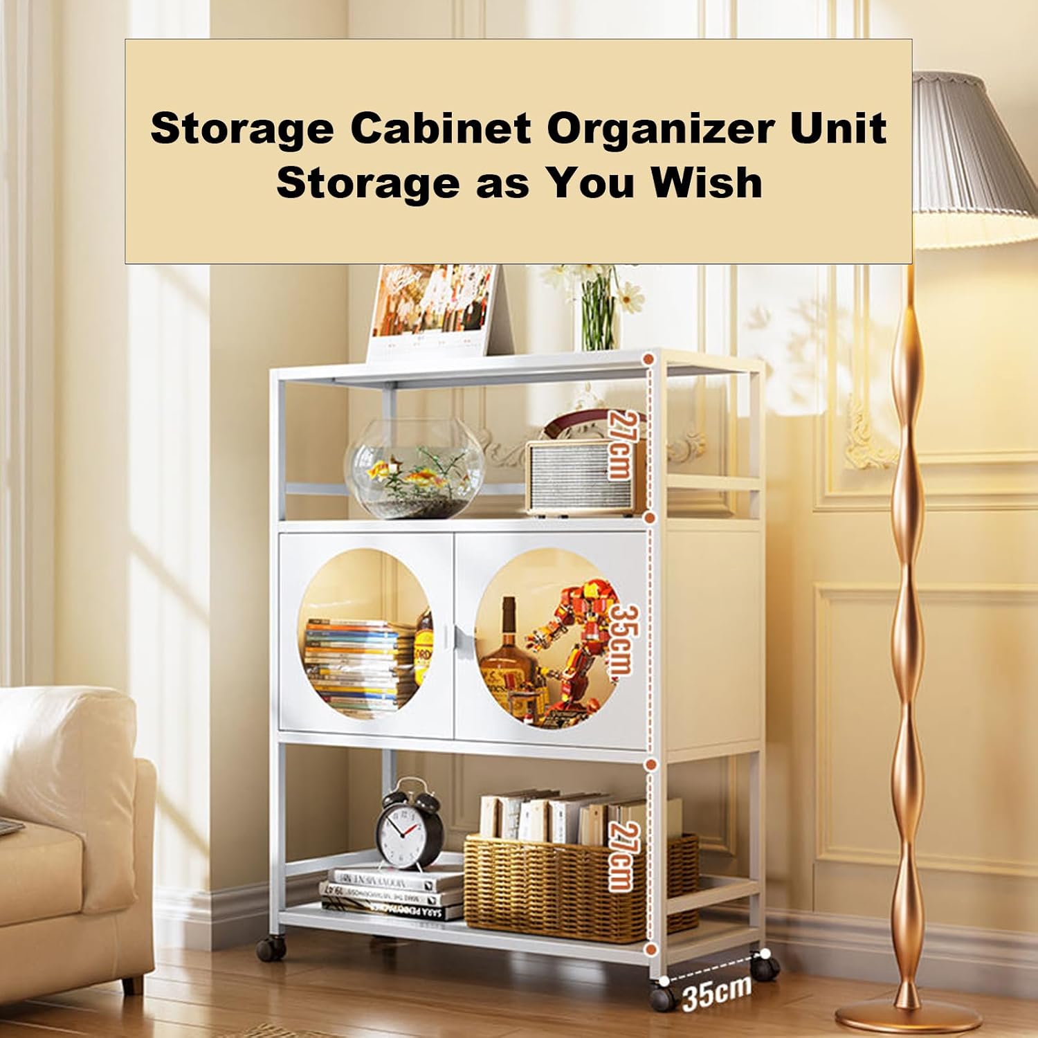 5 Tier White Baker's Rack with Drawer and Microwave Stand Adjustable Shelf Kitchen Storage Cabinet Large Capacity Storage Rack for Kitchen Organization
