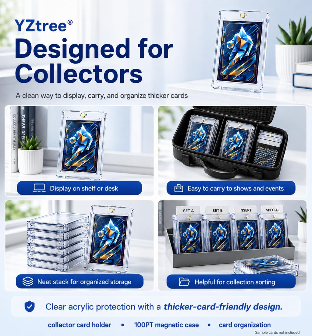 100pt Magnetic Card Holder, 100 Pack Acrylic Card Cases for TCG Card | for Premium Trading Cards, U-V Resistant Magnetic Sports Card Holder for Thick Cards, TCG Pulls, Display and Grading Prep
