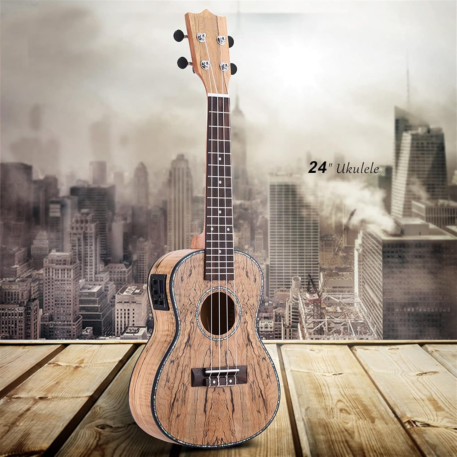 Children Ukulele 24' Ukelele Mini Acoustic Guitar with Cowry Shell Brims 4 Nylon Strings