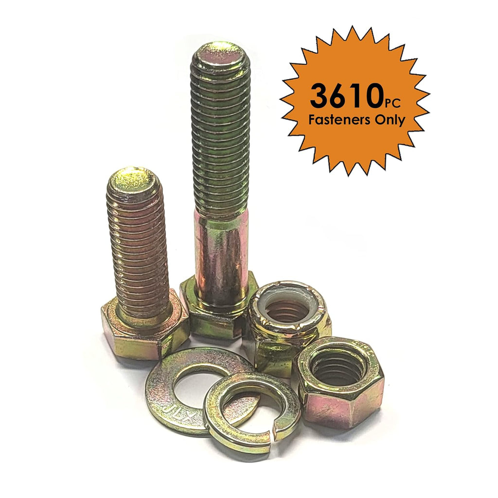 Titan Industrial Supply- 3,610 pcs Grade 8 Fine Thread Hardware Assortment Kit with Hex Cap Screws, Hex Nuts, Nylon Locknuts, Washers- Fasteners Only