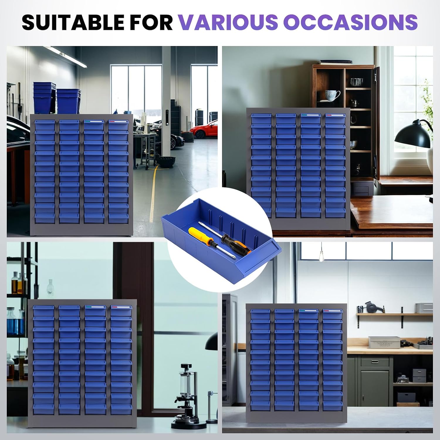 40 Drawers Stainless Steel Nut and Bolt Organizer, 21' D x 9' W x 25' H Parts Cabinet with Adjustable Shelves and Label Stickers, Bolt Organizer for Nuts Bolts Parts Screws Small Items