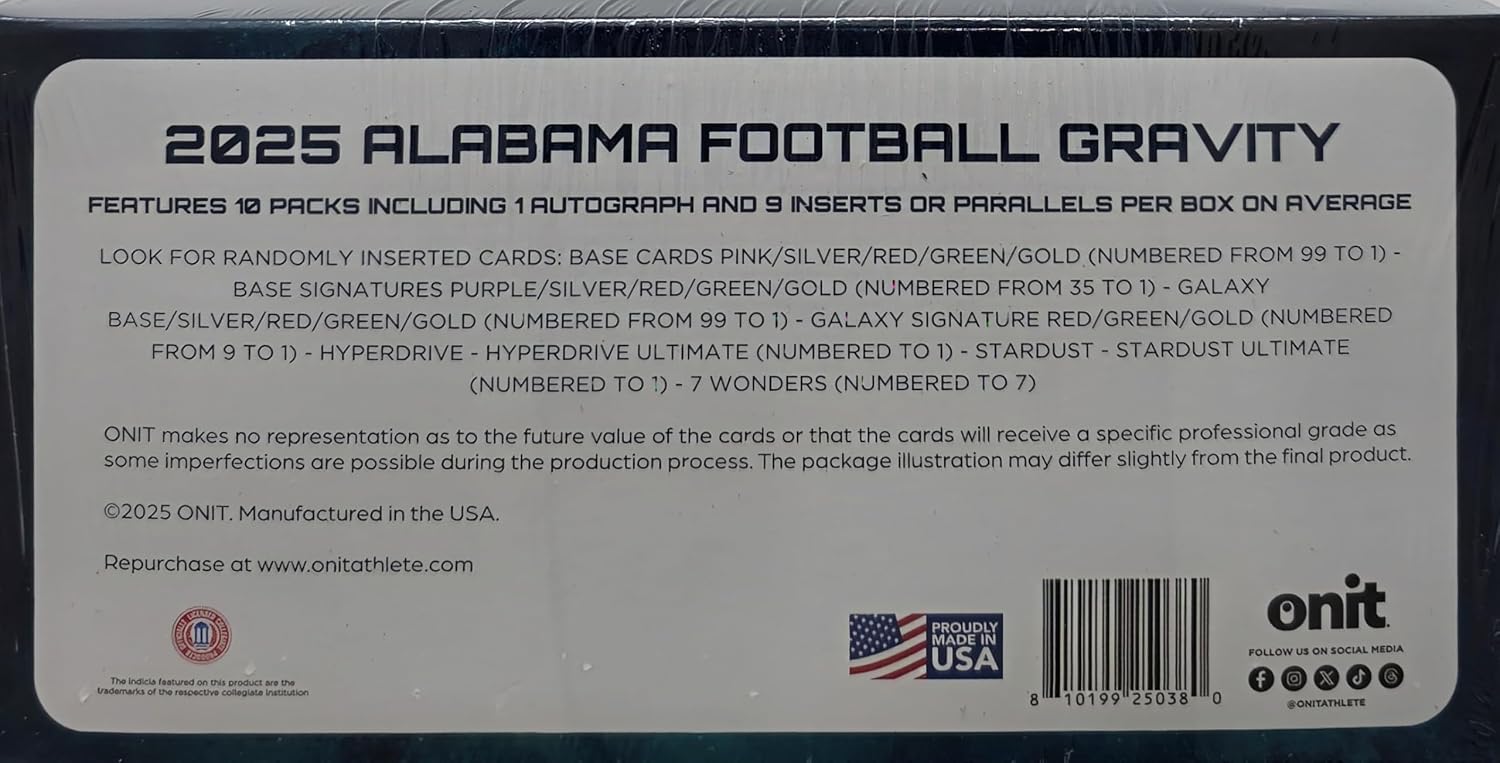 2025 Onit Gravity College Football Card Hobby Box (Alabama Crimson Tide)