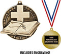 Crown Awards Religious Medals, 2' Gold Open Bible Medal Award with Free Custom Engraving