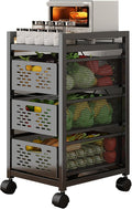 Kitchen Counter Baker's Rack with Drawers, Stackable Storage Fruit Vegetables Basket, Microwave Oven Coffee Machine Organizer Shelf, Black (Size : 3 Tier)