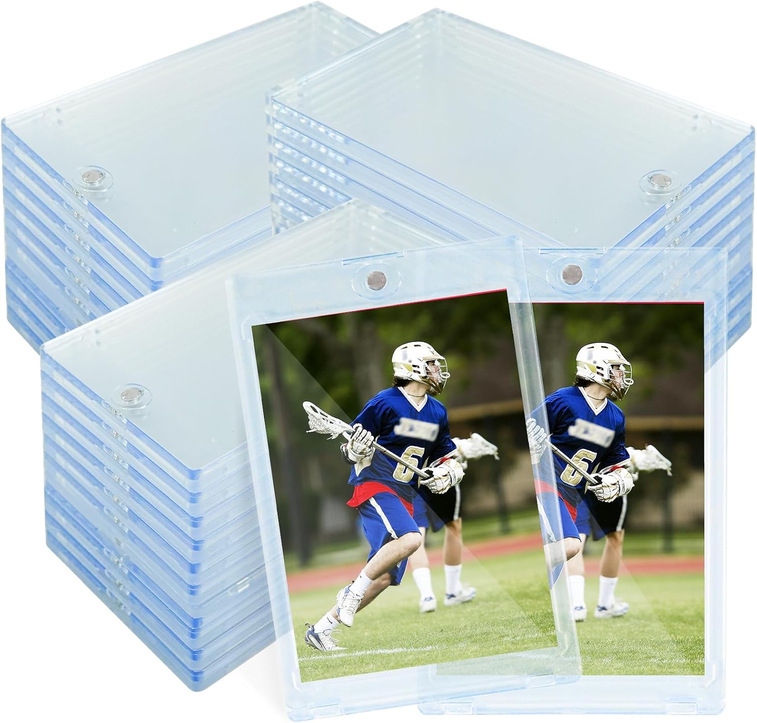 TORONTOKYO 300ct Magnetic Card Holders, 35pt One Touch Magnetic Card Holder, U-V Protection Hard Plastic Card Display Case for Trading, Sports, Baseball, Football, Game Cards