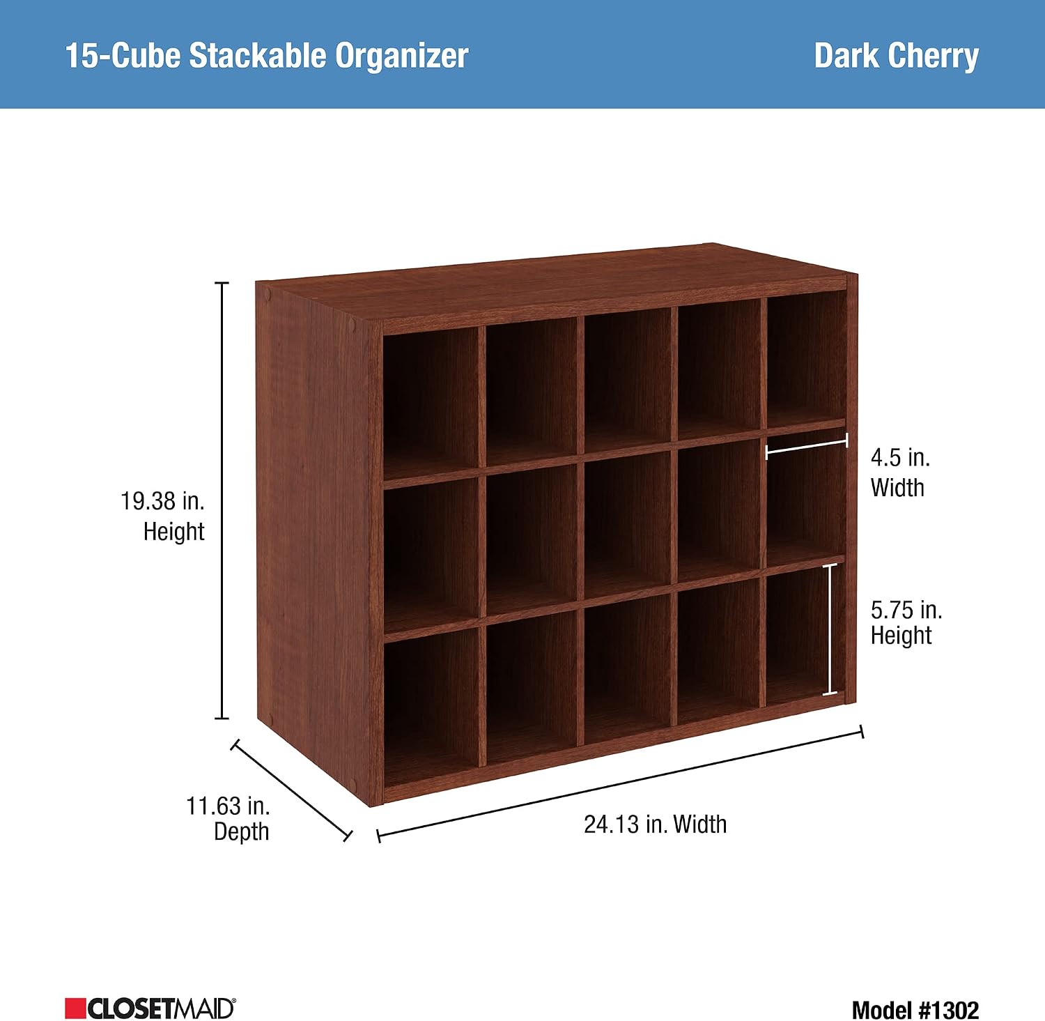 ClosetMaid Dark Cherry Stackable Storage Organizers (1307 + 15 Cube)