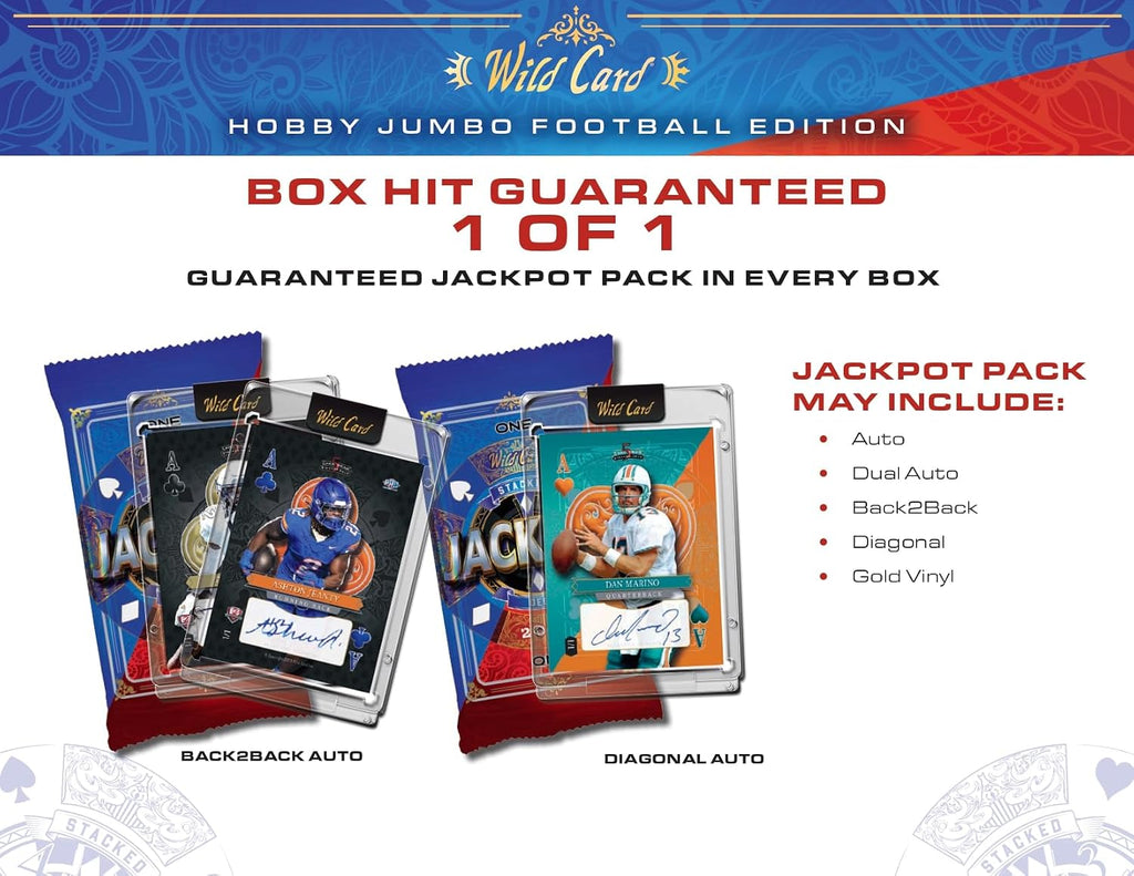 2024 Wild Card 5 Card Draw Stacked Deck Football Jumbo Trading Card Box (One 1/1 Per Box)