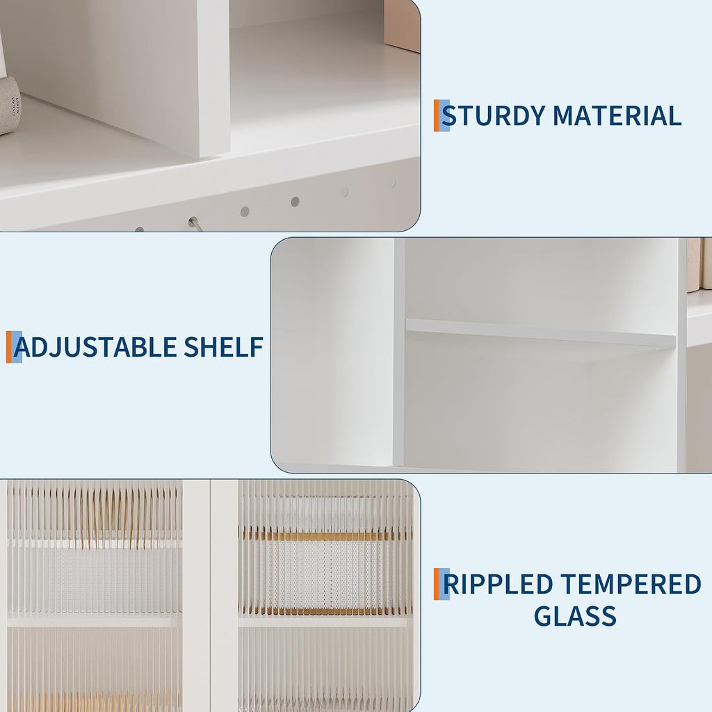 GarveeHome 71 in Pantry Storage Cabinet with Doors, Kitchen Storage Cabinets with DIY Pegboard & Adjustable Shelves, Hutch Cabinet for Kitchen Dining Room Living Room(31.5 in x15.5 in x71 in), White