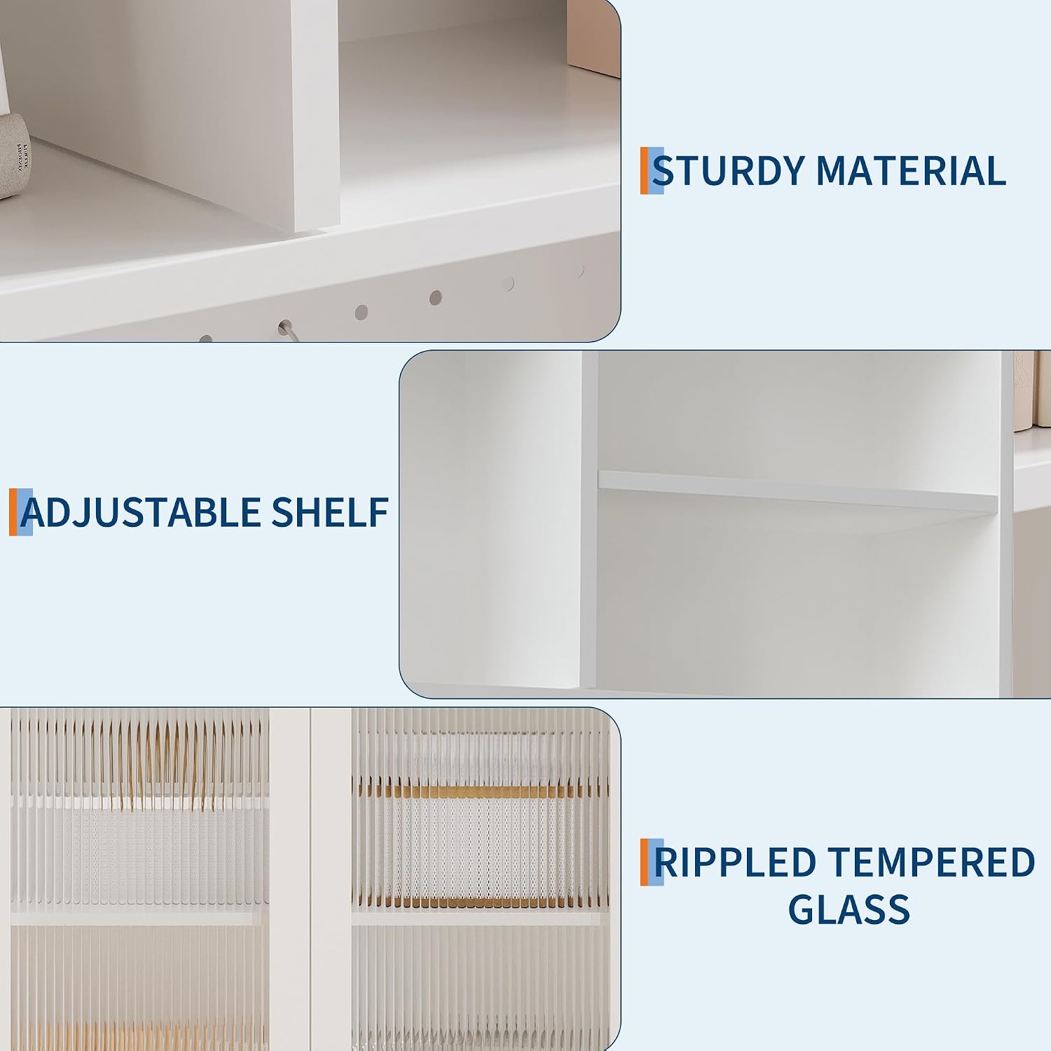 GarveeHome 71 in Pantry Storage Cabinet with Doors, Kitchen Storage Cabinets with DIY Pegboard & Adjustable Shelves, Hutch Cabinet for Kitchen Dining Room Living Room(31.5 in x15.5 in x71 in), White