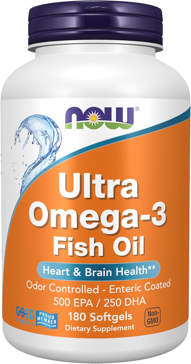 NOW Foods Supplements, Ultra Omega-3 Molecularly Distilled and Enteric Coated, 180 Softgels (Pack of 12)
