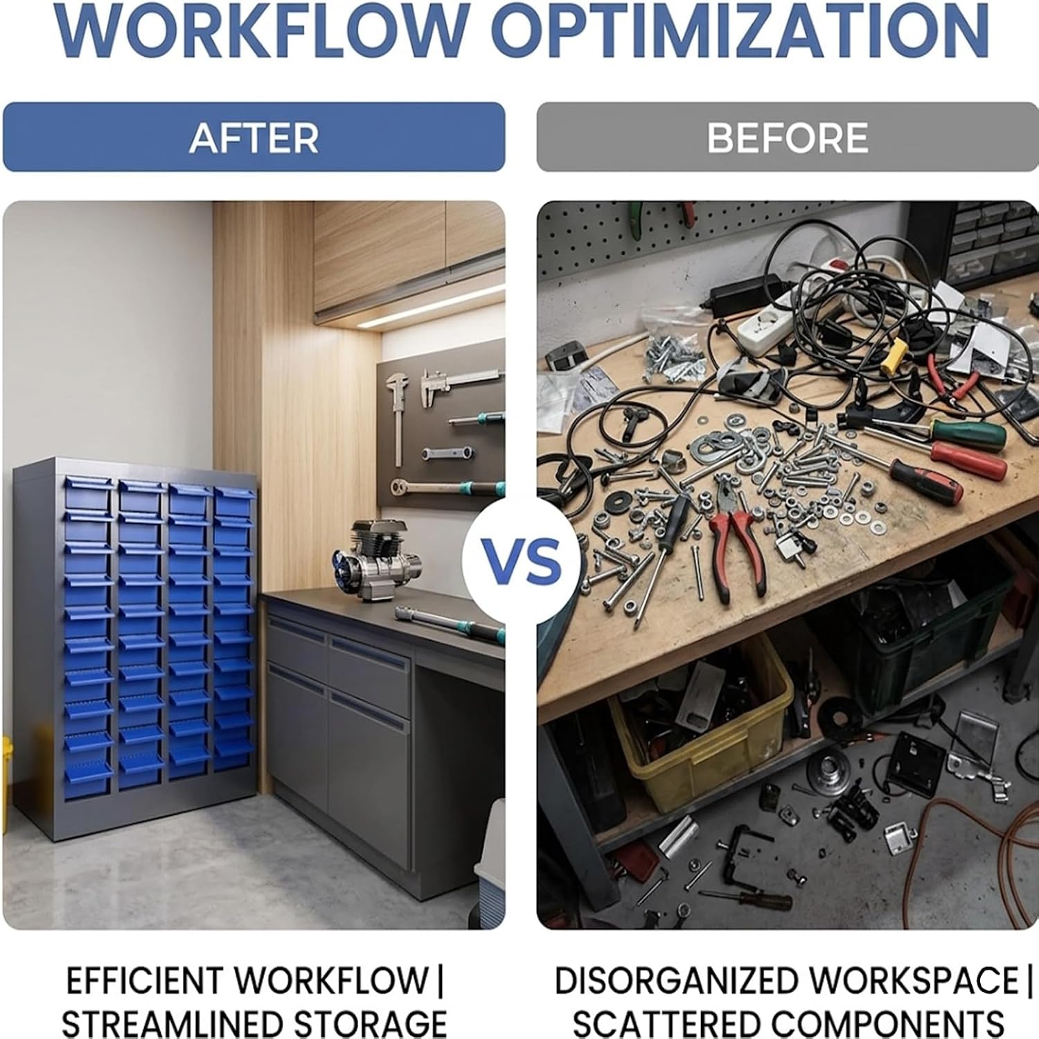 40-Drawer Metal Organizer, Garage Storage Cabinet for Nuts and Bolts, Heavy-Duty ABS Drawers with Alloy Steel Frame, Ideal for Workshop, Office & Home (40 Drawers)