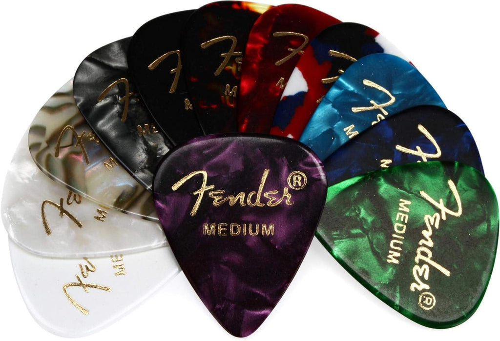 Fender Standard Telecaster Electric Guitar - Aqua Marine Metallic Bundle with Fender Classic Guitar Picks 12-Pack, 10ft Series Instrument Cable Black, Logo Guitar Strap 2in Black with White