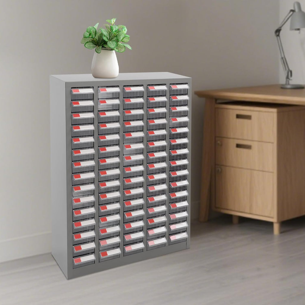 Bolt and Nut Tool Storage Cabinet,Parts Cabinet,Organization Shelves with ABS Material Drawer,Metal Organization Shelves for Garage, Store, Workshop (Clear 75 Drawers)