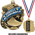 Attendance Medals - 1 1/2' Gold Perfect Attendance Medal, Great Academic Awards with Custom Engraving Prime