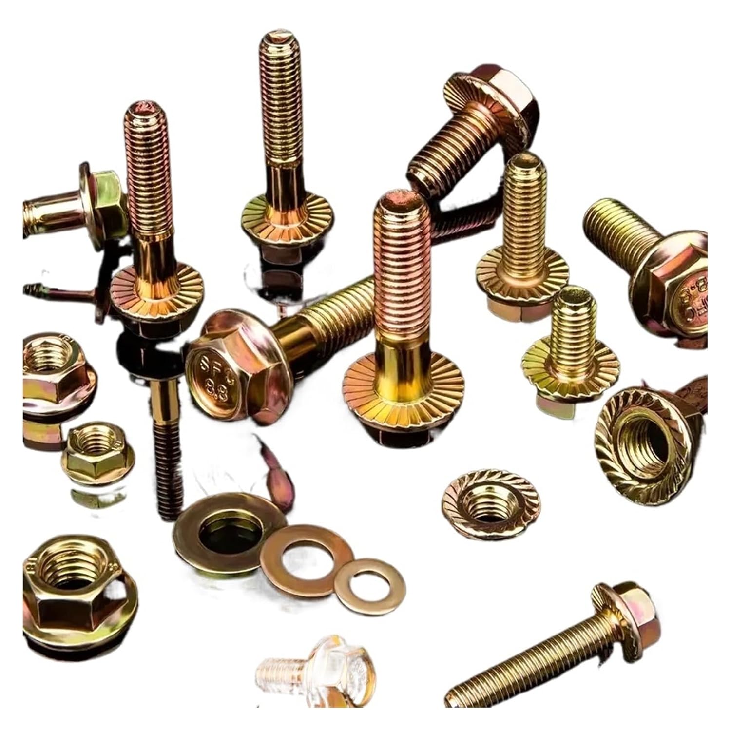 521pcs Carbon Steel Bolt and Nut Assortment Kit - Grade 8. Hex Serrated Screws with Coarse & Partial Threads