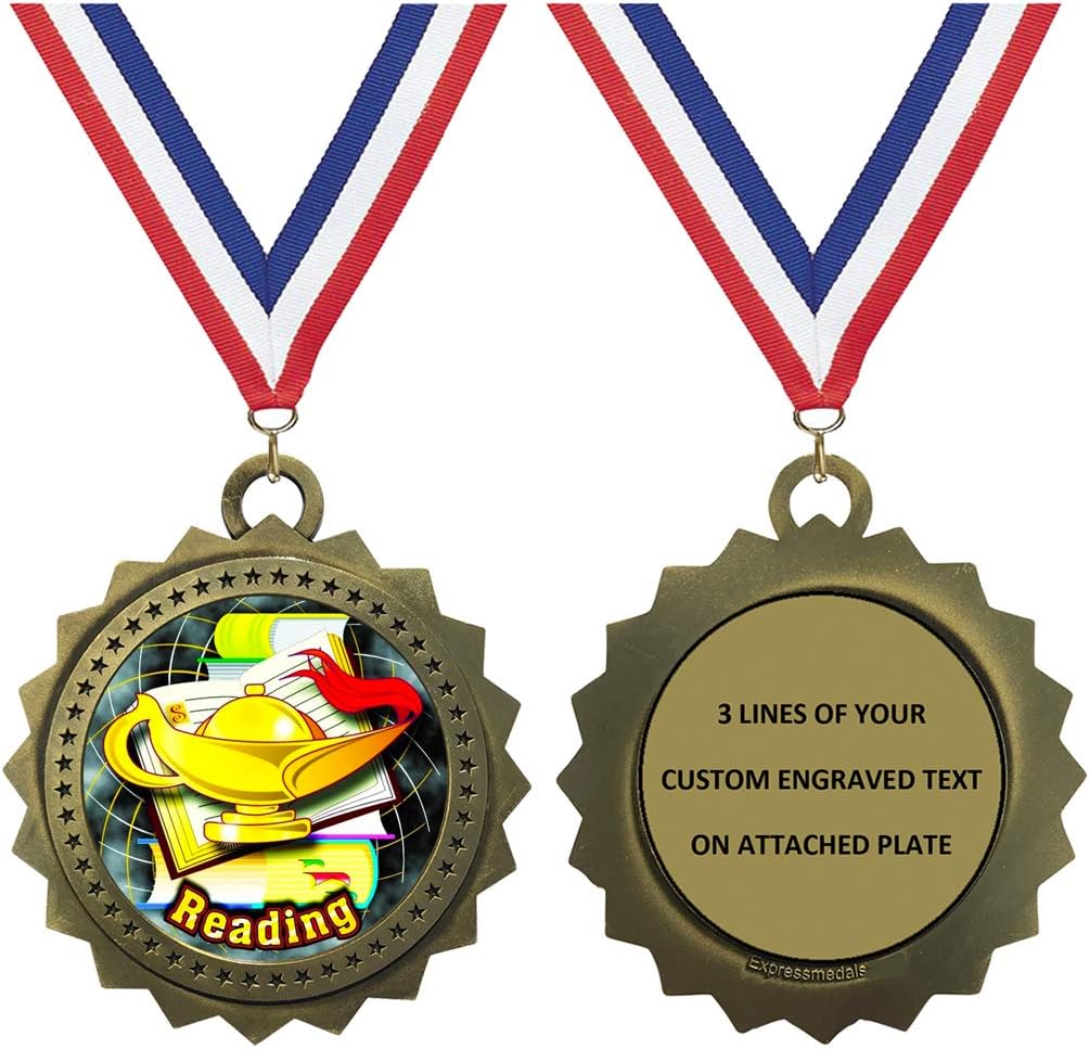 1 to 50 Packs Reading Gold Medals Trophy Award with Free Custom Engraving D03-FCL424