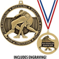 Crown Awards Wrestling Medals, 3' Massive Rimz Wrestling Award Medal with Custom Engraving Included Prime