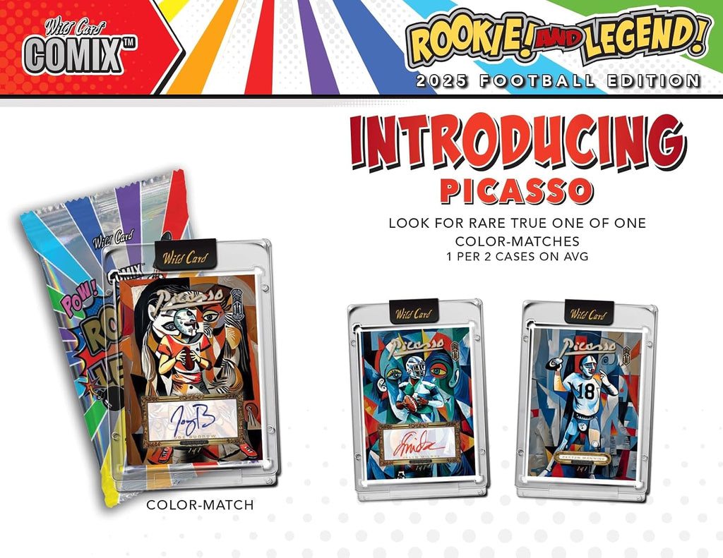 2025 Wild Card Comix Rookie And Legend Football Hobby Trading Card Box (5 Encased Cards Per Box)