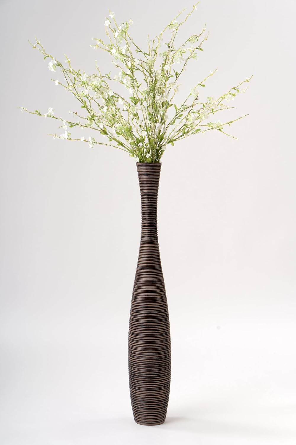 Leewadee Decorative Tall Floor Vase for Living Room Decor, 34 inches, Brown, Resin