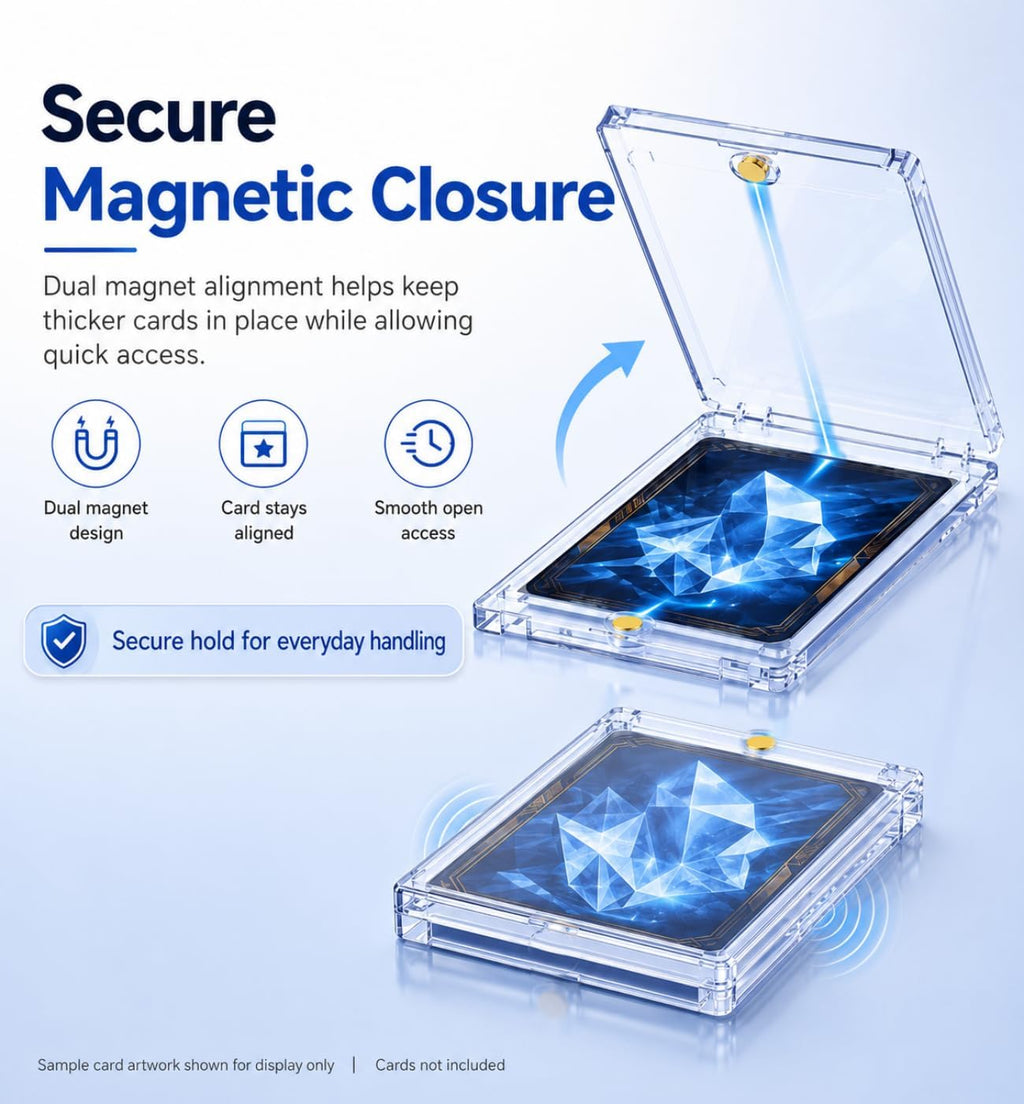 130pt Magnetic Card Holder, 80 Pack One Touch Card Holders | 0.28' Clear Acrylic Case for Thick Trading Cards, U-V Resistant Sports Card Protector for Premium Cards, Relic-Style Cards