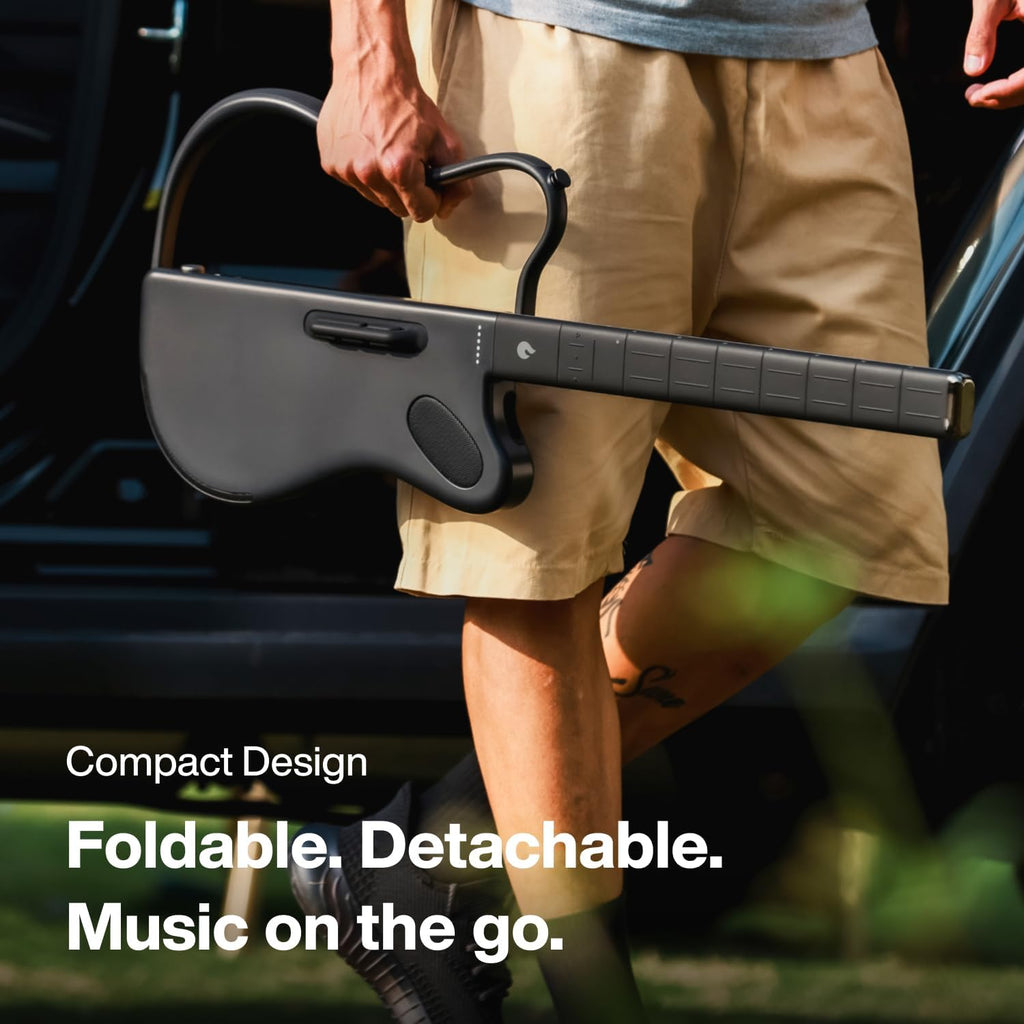 LAVA GENIE Stringless Smart Guitar, No Strings Attached, Hundreds of Instrument Presets, Onboard Speaker, Foldable, Detachable, Black, 30.5 inch.